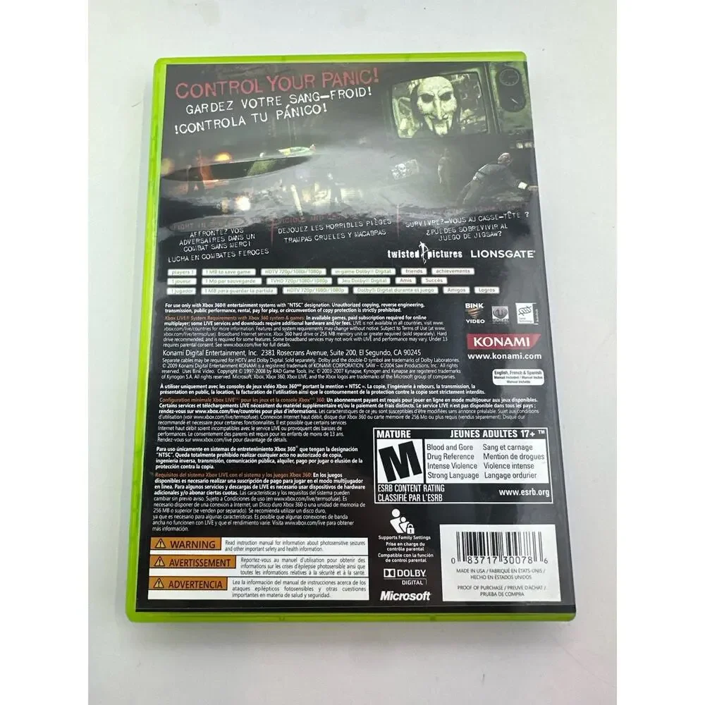 Saw Microsoft Xbox 360 Complete CIB VGC Vintage Retro Horror Gaming Fast Shippin